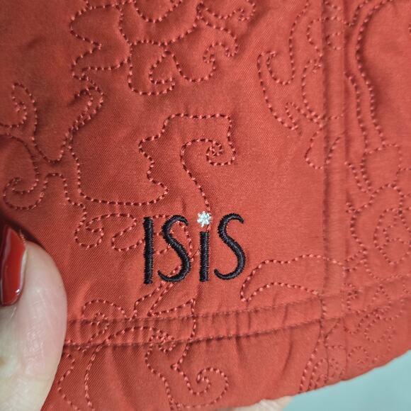 Isis Orange Red Quilted Vest 8 Full Zip Floral Outdoor Utility Winter Active - Picture 6 of 9